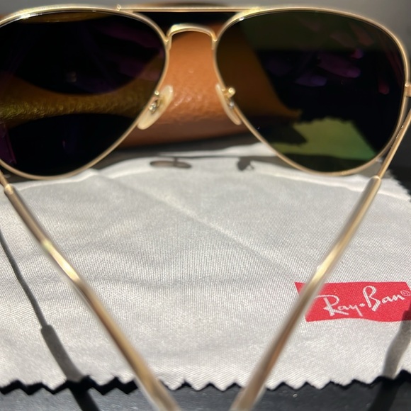 Polarized Ray Ban Aviator Large Metal/Gold Red Orange Sunglasses - Picture 4 of 4